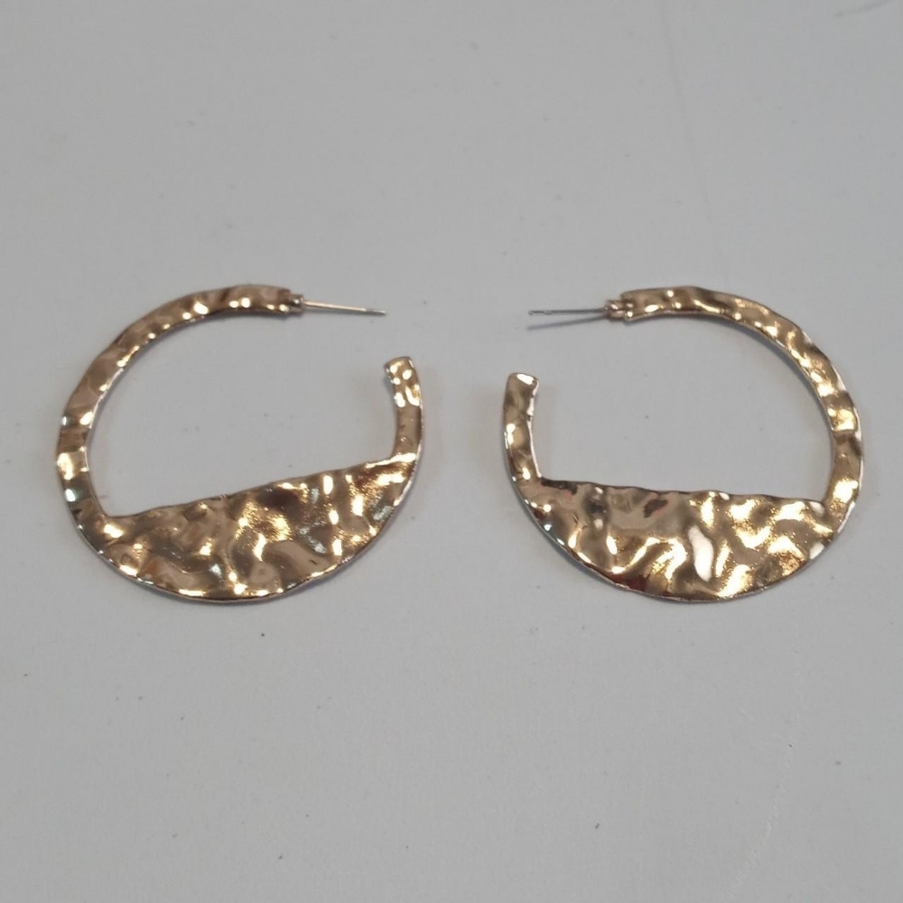 Hammered Gold Plated Hoop Earrings